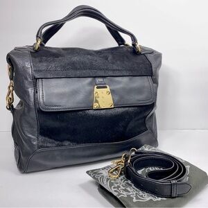Vince Camuto Genuine Black Leather Shoulder Bag Crossbody Satchel Cowhide